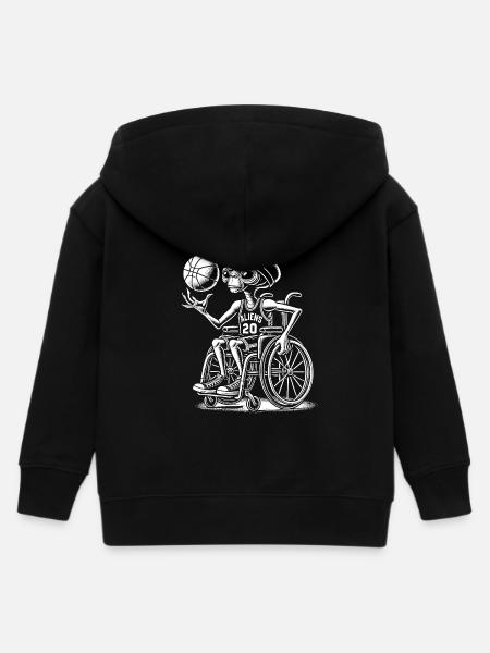 Rollstuhlbasketball - Kinder Organic Kapuzenjacke Mini Cultivator von Stanley/Stella - Schwarz