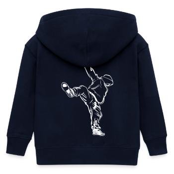 Breakdancer Sketch - Kids Organic Zip-up Hoodie by Stanley/Stella - navy - Back
