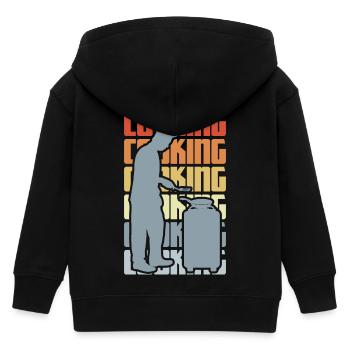 Vintage Cooking - Kids Organic Zip-up Hoodie by Stanley/Stella - black - Back
