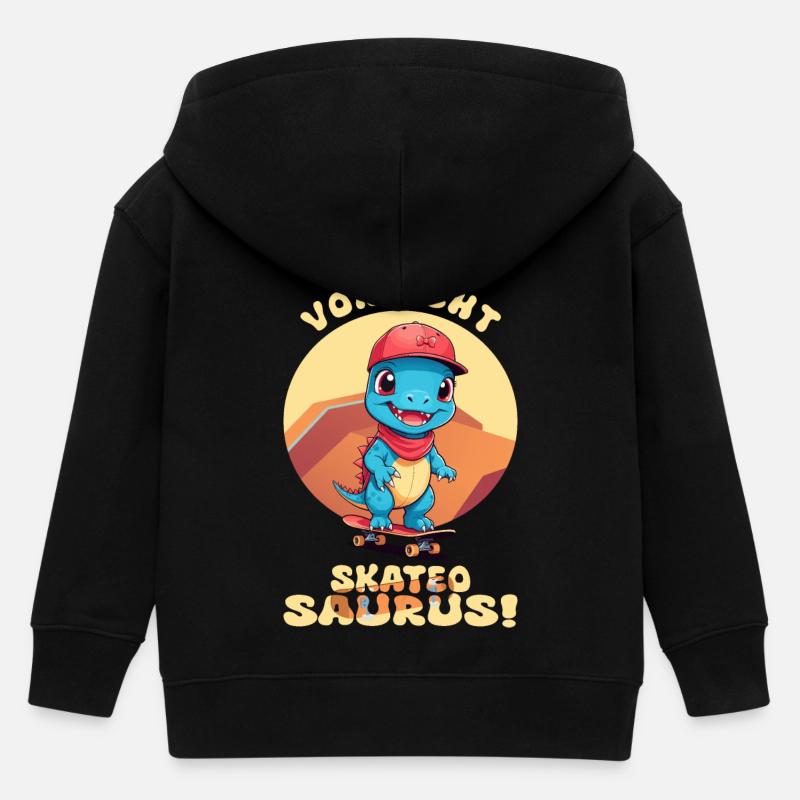 Méfiez-vous du Skateosaurus - Veste à capuche enfant bio Stanley/Stella - noir