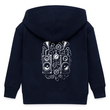 Illustration du matériel audio steampunk - Veste à capuche enfant bio Stanley/Stella - marine - Dos