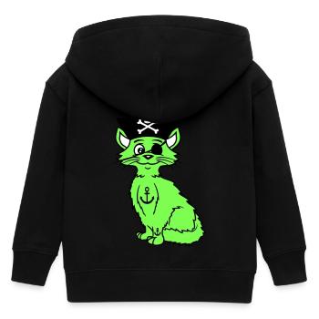 Cute Pirate Cats Buccaneer Eye Patch Hat Costume - Kids Organic Zip-up Hoodie by Stanley/Stella - black - Back