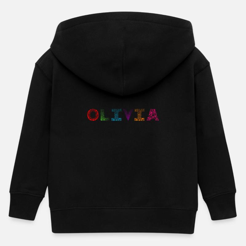 Nom de la lettre Olivia - Veste à capuche enfant bio Stanley/Stella - noir