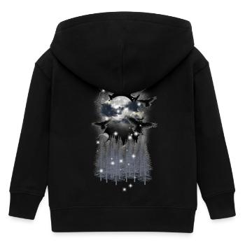 Halloween Wald Krähen Raben mystisch Mond - Kinder Organic Kapuzenjacke Mini Cultivator von Stanley/Stella - Schwarz - Hinten