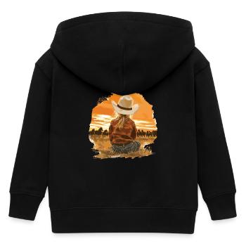 Pferd Pferde Reiten Reiterin Sunset Vintage Girl - Kinder Organic Kapuzenjacke Mini Cultivator von Stanley/Stella - Schwarz - Hinten