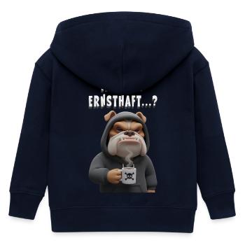 Grummelige Bulldogge mit Kaffee Spruch - Kinder Organic Kapuzenjacke Mini Cultivator von Stanley/Stella - Navy - Hinten