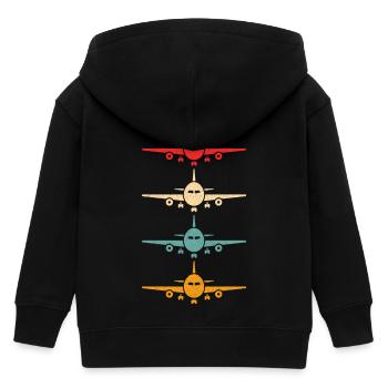 Aviation Flugzeug Flying Airline Vintage Pilot - Kinder Organic Kapuzenjacke Mini Cultivator von Stanley/Stella - Schwarz - Hinten