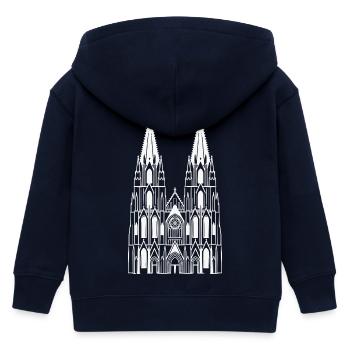 Cologne Cathedral Design White Sillouette - Kids Organic Zip-up Hoodie by Stanley/Stella - navy - Back