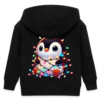 Clumsy Christmas penguin tangled in - Kids Organic Zip-up Hoodie by Stanley/Stella - black - Back