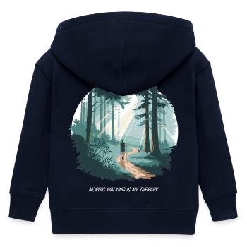 La marche nordique est ma thérapie – Running Forest Nature - Veste à capuche enfant bio Stanley/Stella - marine - Dos