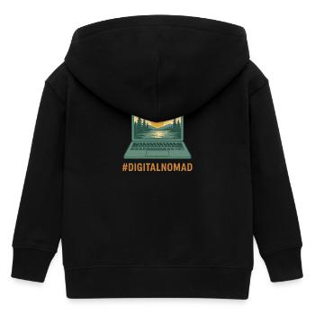 Digitaler Laptop Reisender & Natur bei Sonnenaufgang - Kinder Organic Kapuzenjacke Mini Cultivator von Stanley/Stella - Schwarz - Hinten