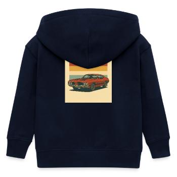 Retro Muscle Car Sonnengruß Design - Kinder Organic Kapuzenjacke Mini Cultivator von Stanley/Stella - Navy - Hinten