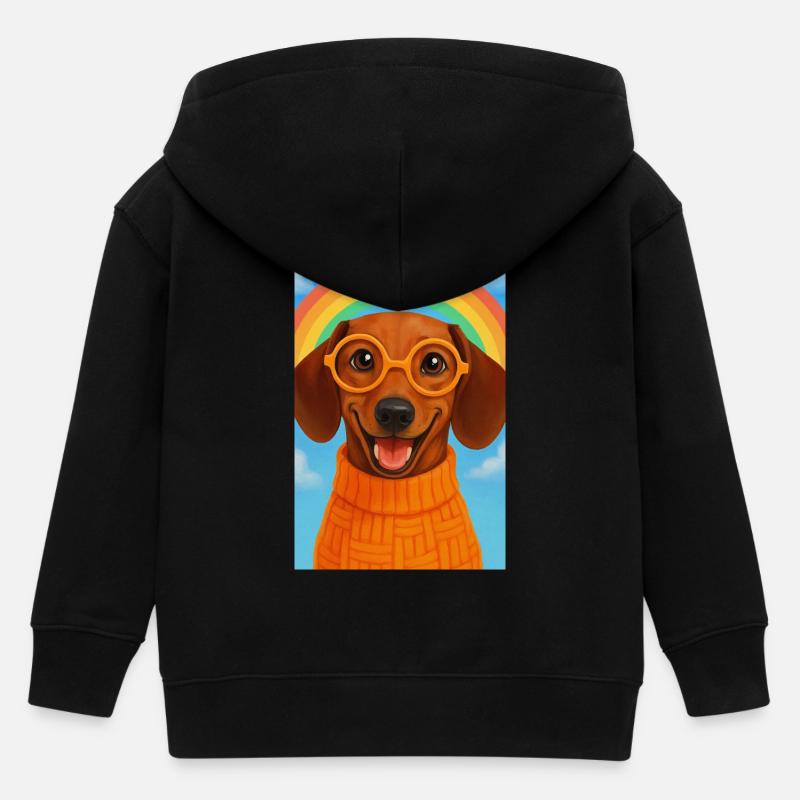 Chien joyeux avec lunettes et arc-en-ciel - Veste à capuche enfant bio Stanley/Stella - noir