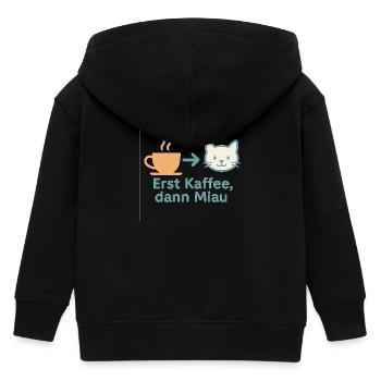First coffee, then meow - Kids Organic Zip-up Hoodie by Stanley/Stella - black - Back