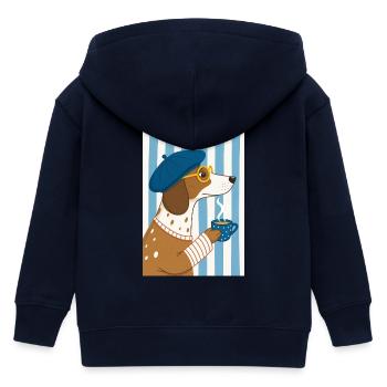 Chien chic café et béret - Veste à capuche enfant bio Stanley/Stella - marine - Dos