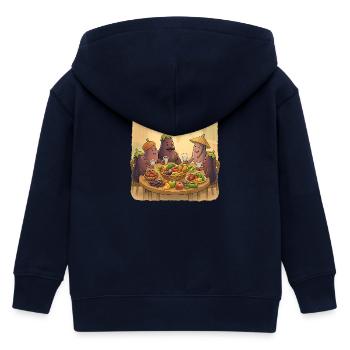 Aubergine-Gesellschaft am Festtisch - Kinder Organic Kapuzenjacke Mini Cultivator von Stanley/Stella - Navy - Hinten
