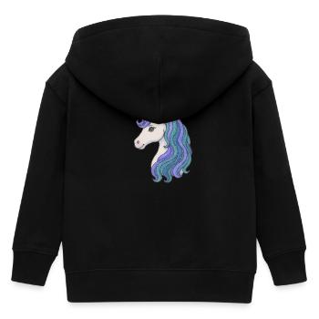 Pastell-Einhorn-Mähnenporträt - Kinder Organic Kapuzenjacke Mini Cultivator von Stanley/Stella - Schwarz - Hinten