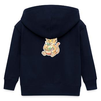 Leopard Kit with Vegetable Basket - Kids Organic Zip-up Hoodie by Stanley/Stella - navy - Back