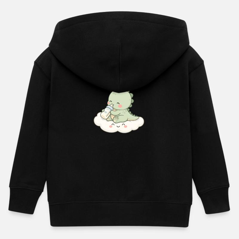 Bébé Dino mignon avec biberon - Veste à capuche enfant bio Stanley/Stella - noir