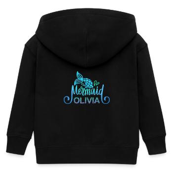 Name shirt Olivia with mermaid - Kids Organic Zip-up Hoodie by Stanley/Stella - black - Back