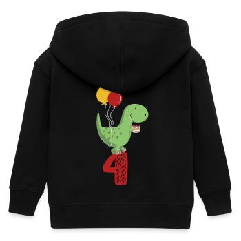 Vierter Geburtstag Junge T Rex Dinosaurier - Kinder Organic Kapuzenjacke Mini Cultivator von Stanley/Stella - Schwarz - Hinten