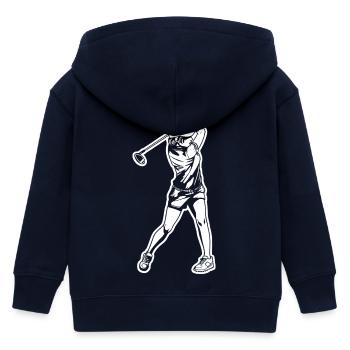 Golferin Skizze - Kinder Organic Kapuzenjacke Mini Cultivator von Stanley/Stella - Navy - Hinten
