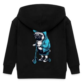Lustiger Mops auf Roller Comic Cartoon Cool Hund - Kinder Organic Kapuzenjacke Mini Cultivator von Stanley/Stella - Schwarz - Hinten