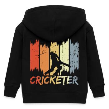 Retro Cricketer - Kids Organic Zip-up Hoodie by Stanley/Stella - black - Back