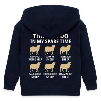 Things I do in my spare time hang out with sheep - Kids Organic Zip-up Hoodie by Stanley/Stella - navy - Back