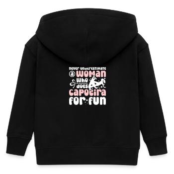Never underestimate a woman who does Capoeira - Kinder Organic Kapuzenjacke Mini Cultivator von Stanley/Stella - Schwarz - Hinten