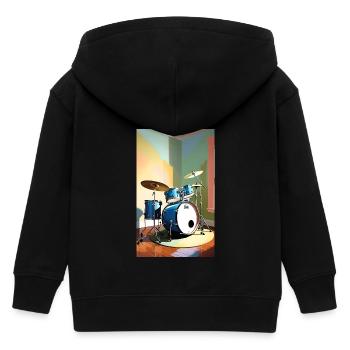 Schlagzeug | Schlagzeuger | Musiker - Kinder Organic Kapuzenjacke Mini Cultivator von Stanley/Stella - Schwarz - Hinten