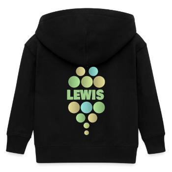 First name Lewis - Kids Organic Zip-up Hoodie by Stanley/Stella - black - Back