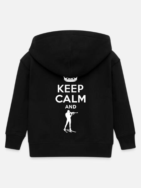 Keep Calm - Biathlon - Kinder Organic Kapuzenjacke Mini Cultivator von Stanley/Stella - Schwarz