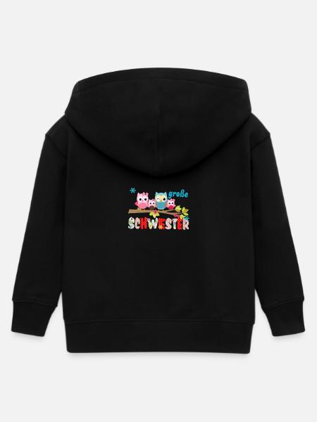 big sister bird family - Kids Organic Zip-up Hoodie by Stanley/Stella - black