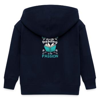 Librarian because reading is my passion - Kids Organic Zip-up Hoodie by Stanley/Stella - navy - Back