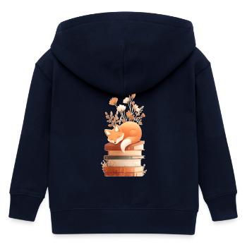 Fuchs auf Bücherstapel - Kinder Organic Kapuzenjacke Mini Cultivator von Stanley/Stella - Navy - Hinten