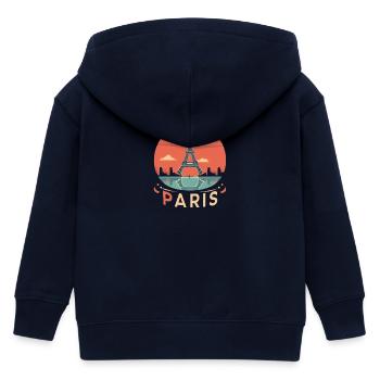 Paris Sunset Circle - Kids Organic Zip-up Hoodie by Stanley/Stella - navy - Back