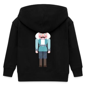 Nutcracker Christmas Xmas Wood Dots Decoration - Kids Organic Zip-up Hoodie by Stanley/Stella - black - Back