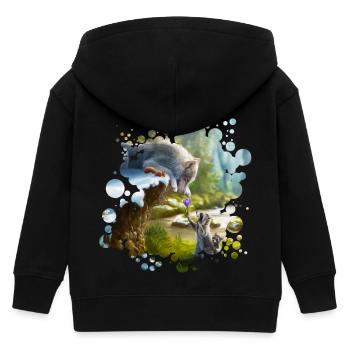 Freunde (Wolf & Waschbär) - Kinder Organic Kapuzenjacke Mini Cultivator von Stanley/Stella - Schwarz - Hinten