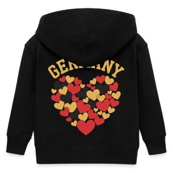 Germany Colors Heart Motif - Kids Organic Zip-up Hoodie by Stanley/Stella - black - Back