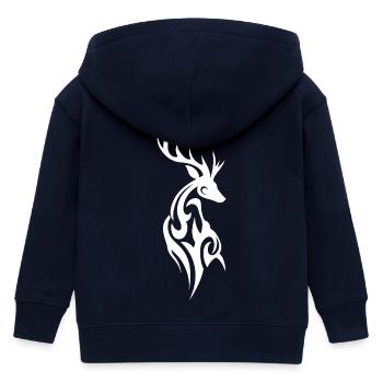 Tribal Hirsch Silhouette - Kinder Organic Kapuzenjacke Mini Cultivator von Stanley/Stella - Navy - Hinten