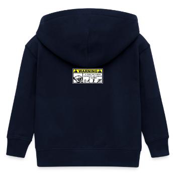 warning - Kids Organic Zip-up Hoodie by Stanley/Stella - navy - Back
