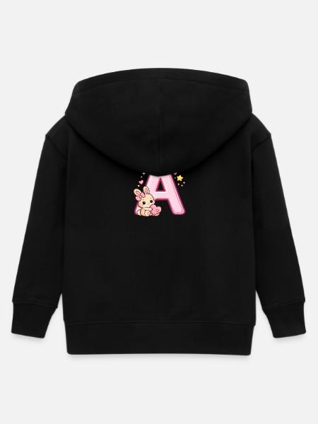  A mit Hase Herz - Kinder Organic Kapuzenjacke Mini Cultivator von Stanley/Stella - Schwarz