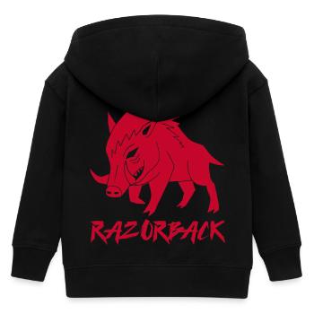Rotes Wildschwein razorback - Kinder Organic Kapuzenjacke Mini Cultivator von Stanley/Stella - Schwarz - Hinten