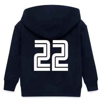 Trikotnummer 22 – Geschenk zum 22. Geburtstag - Kinder Organic Kapuzenjacke Mini Cultivator von Stanley/Stella - Navy - Hinten