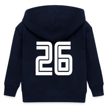 Trikotnummer 26 – Geschenk zum 26-jährigen Jubiläum - Kinder Organic Kapuzenjacke Mini Cultivator von Stanley/Stella - Navy - Hinten