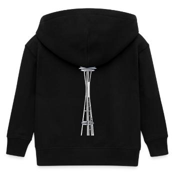 "Space Needle" in Seattle - Kids Organic Zip-up Hoodie by Stanley/Stella - black - Back