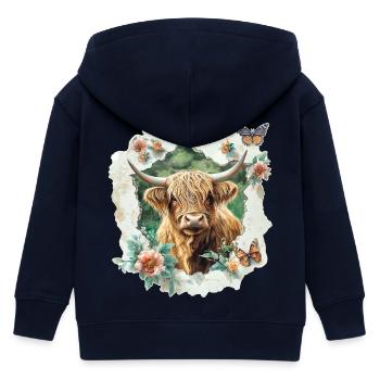 Bovins Highland - Veste à capuche enfant bio Stanley/Stella - marine - Dos