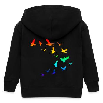 Nuée d'oiseaux arc-en- - Veste à capuche enfant bio Stanley/Stella - noir - Dos