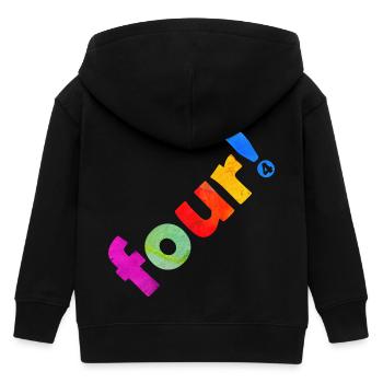 FOUR 4 YEARS 4TH BIRTHDAY - Kids Organic Zip-up Hoodie by Stanley/Stella - black - Back